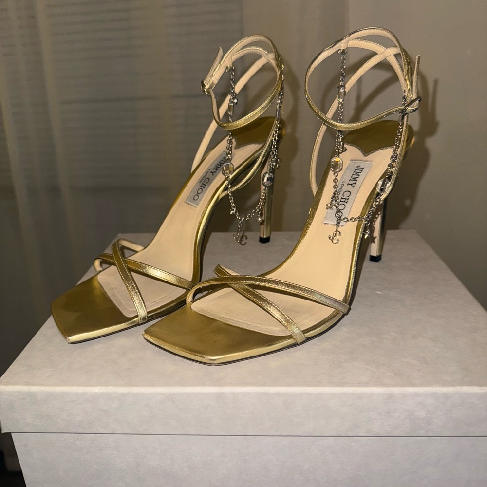 Jimmy Choo Gold Strappy Heels